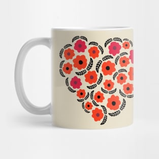 Flowers and Feathers Heart Mug